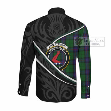 Armstrong Tartan Family Crest Long Sleeve Button Shirts Celtic Scottish Thistle Floral