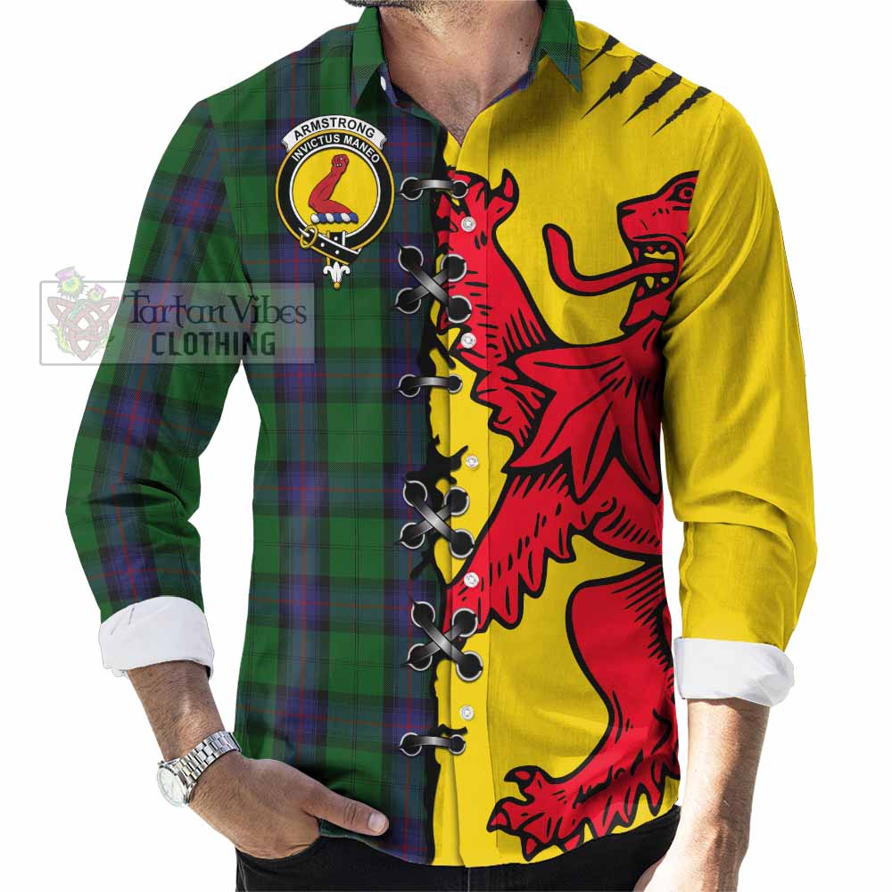 Armstrong Tartan Family Crest Long Sleeve Button Shirts Lion Rampant Honor - Tartan Vibes Clothing