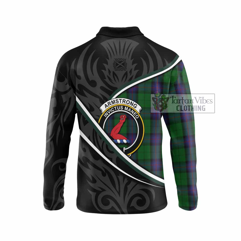Armstrong Tartan Family Crest Long Sleeve Polo Shirt Celtic Scottish Thistle Floral - Tartan Vibes Clothing