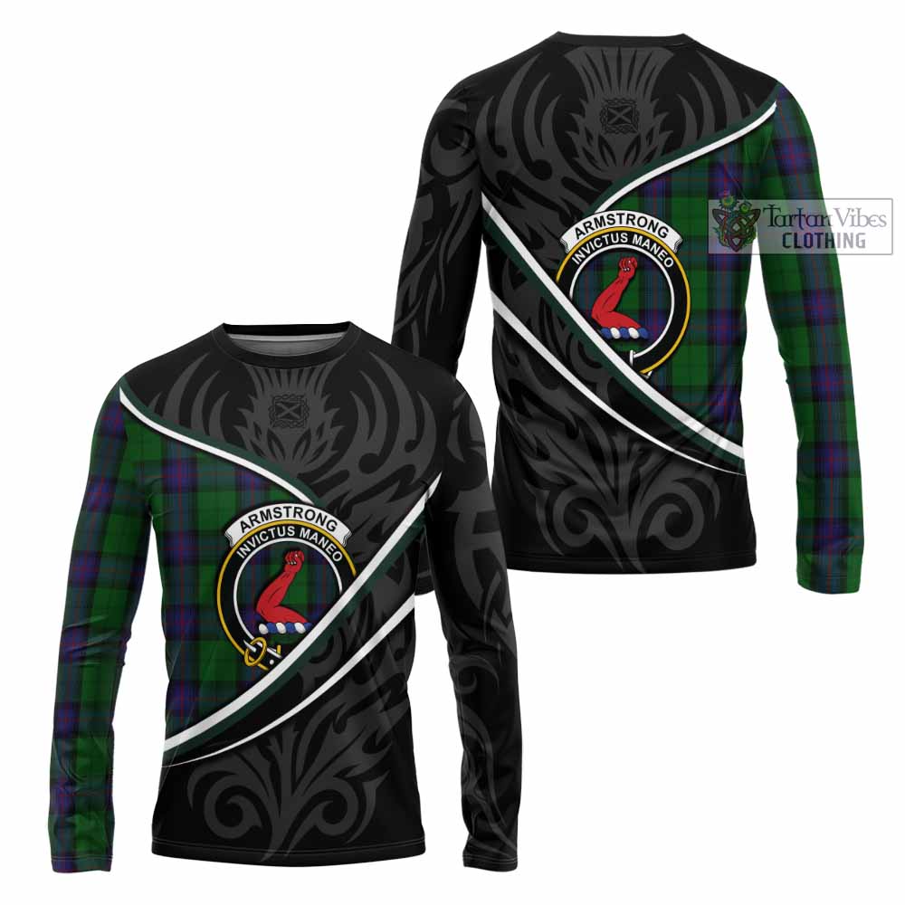 Armstrong Tartan Family Crest Long Sleeve T-Shirt Celtic Scottish Thistle Floral - Tartan Vibes Clothing