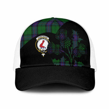 Armstrong Tartan Family Crest Mesh Trucker Cap Scotland Thistle Floral Flag Style