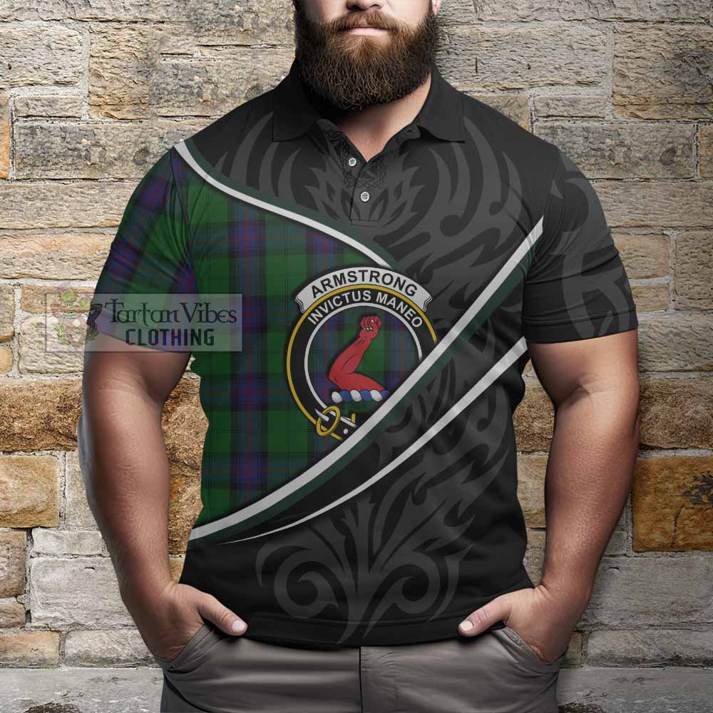 Armstrong Tartan Family Crest Polo Shirt Celtic Scottish Thistle Floral - Tartan Vibes Clothing