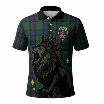 Armstrong Tartan Family Crest Polo Shirt Crowned Lion Roaring