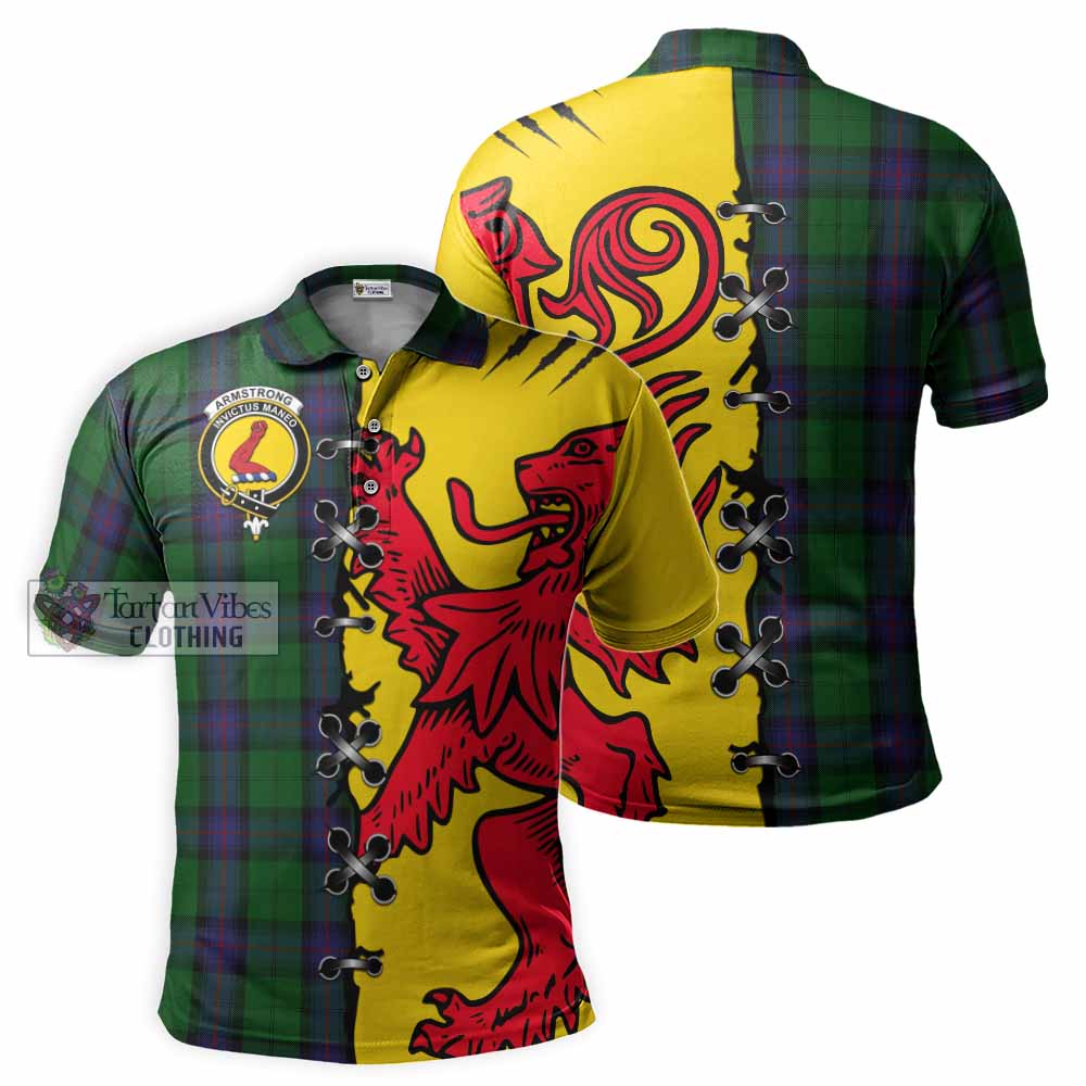 Armstrong Tartan Family Crest Polo Shirt Lion Rampant Honor - Tartan Vibes Clothing