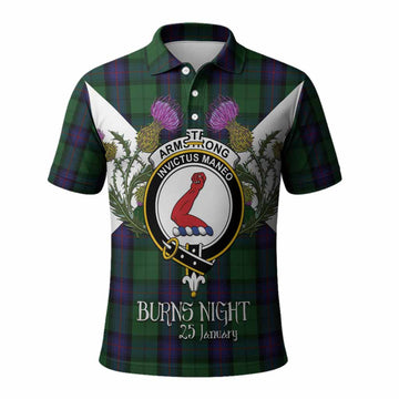 Armstrong Tartan Family Crest Polo Shirt Scottish Burns Night Thistle Floral