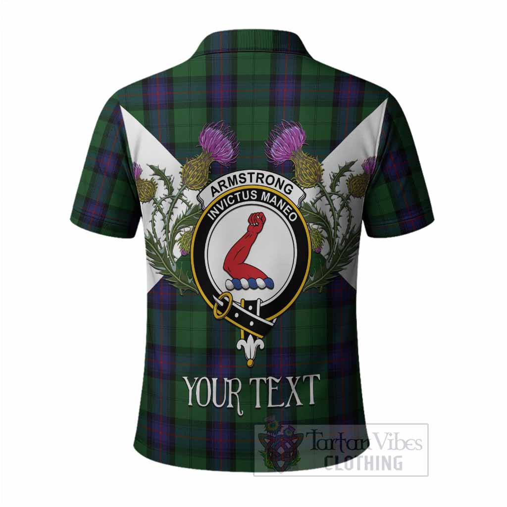 Armstrong Tartan Family Crest Polo Shirt Scottish Burns Night Thistle Floral