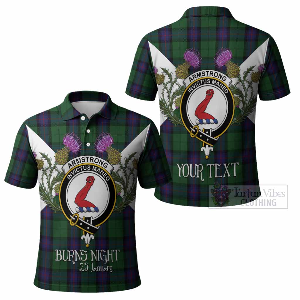 Armstrong Tartan Family Crest Polo Shirt Scottish Burns Night Thistle Floral