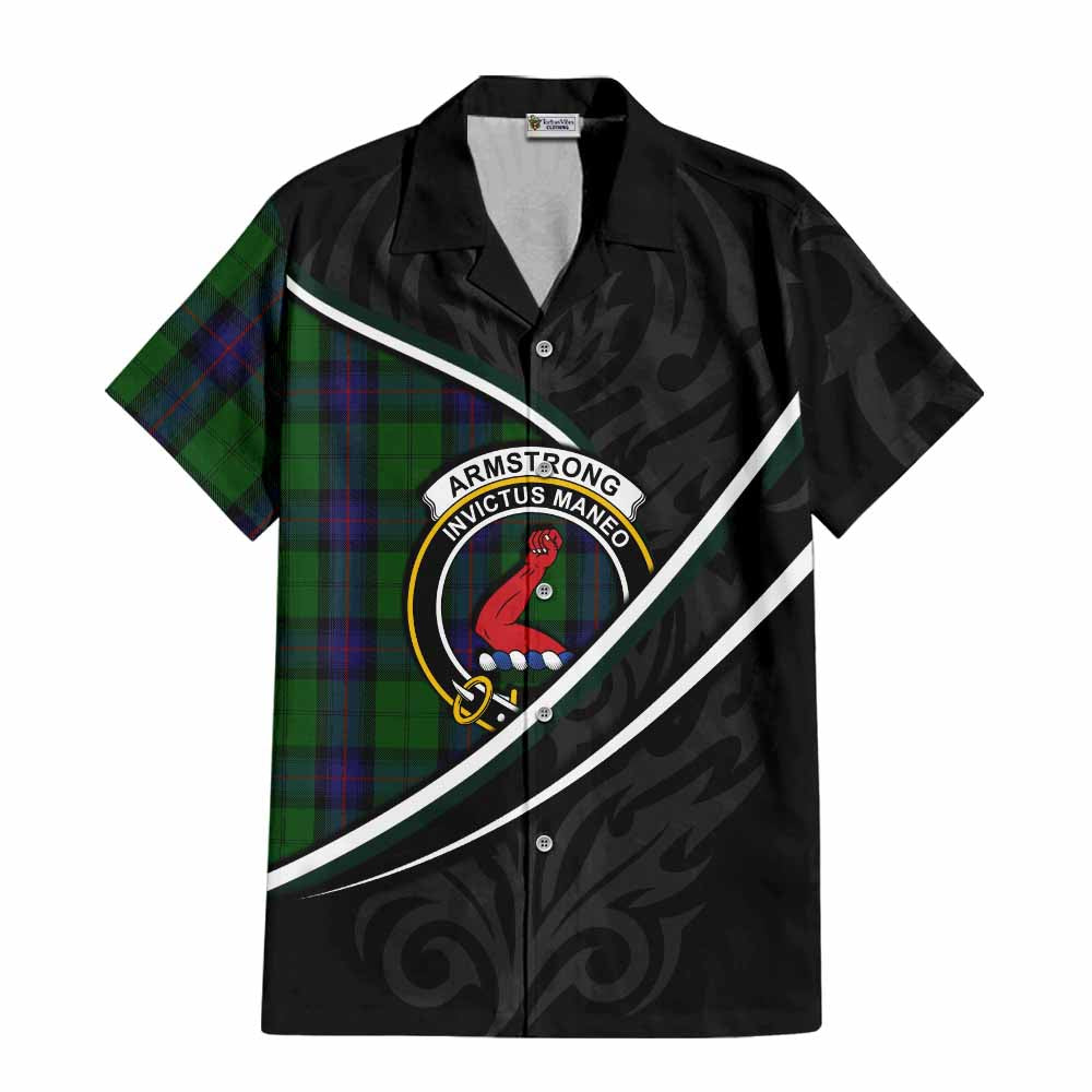 Armstrong Tartan Family Crest Short Sleeve Button Shirt Celtic Scottish Thistle Floral - Tartan Vibes Clothing