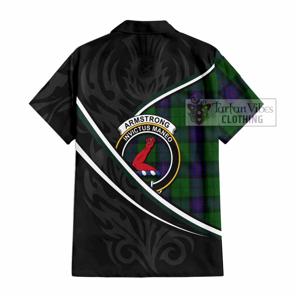 Armstrong Tartan Family Crest Short Sleeve Button Shirt Celtic Scottish Thistle Floral - Tartan Vibes Clothing