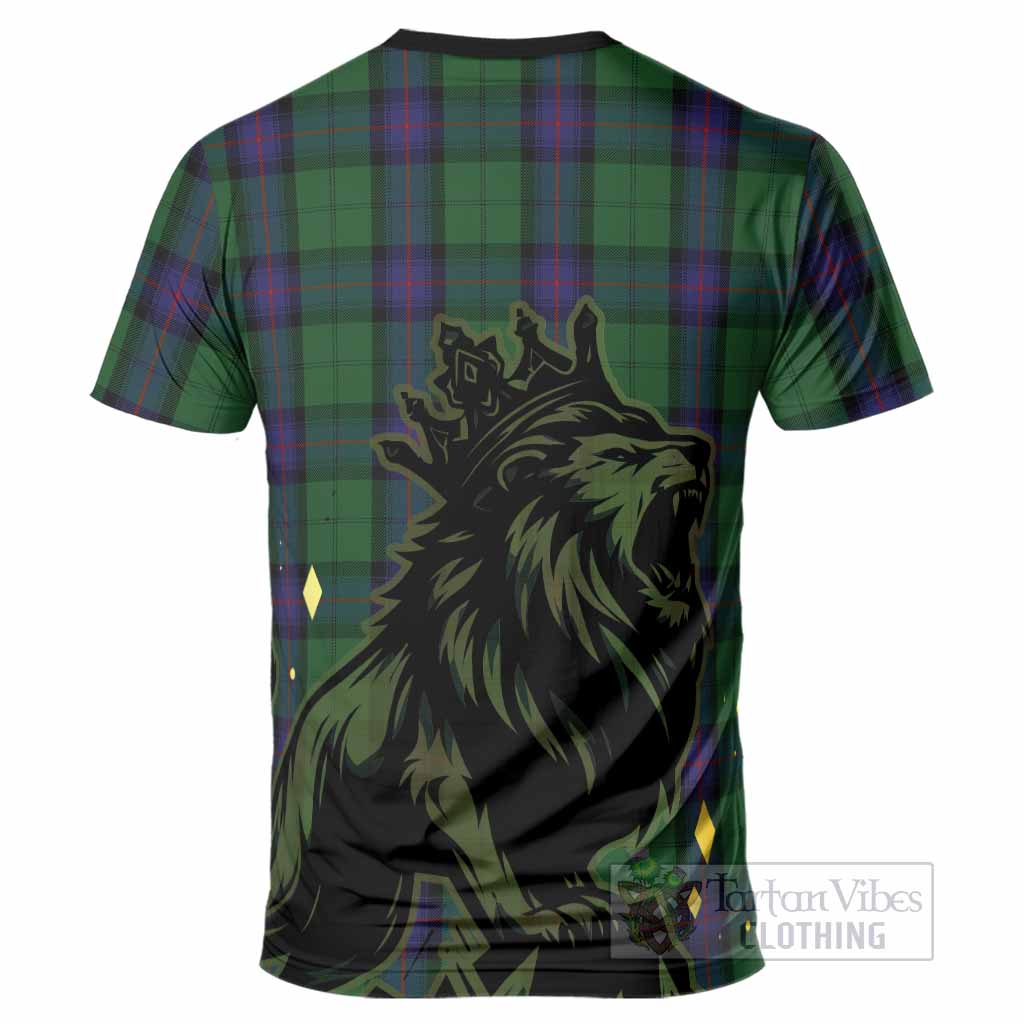Armstrong Tartan Family Crest T-Shirt Crowned Lion Roaring