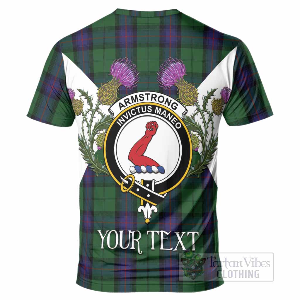 Armstrong Tartan Family Crest T-Shirt Scottish Burns Night Thistle Floral