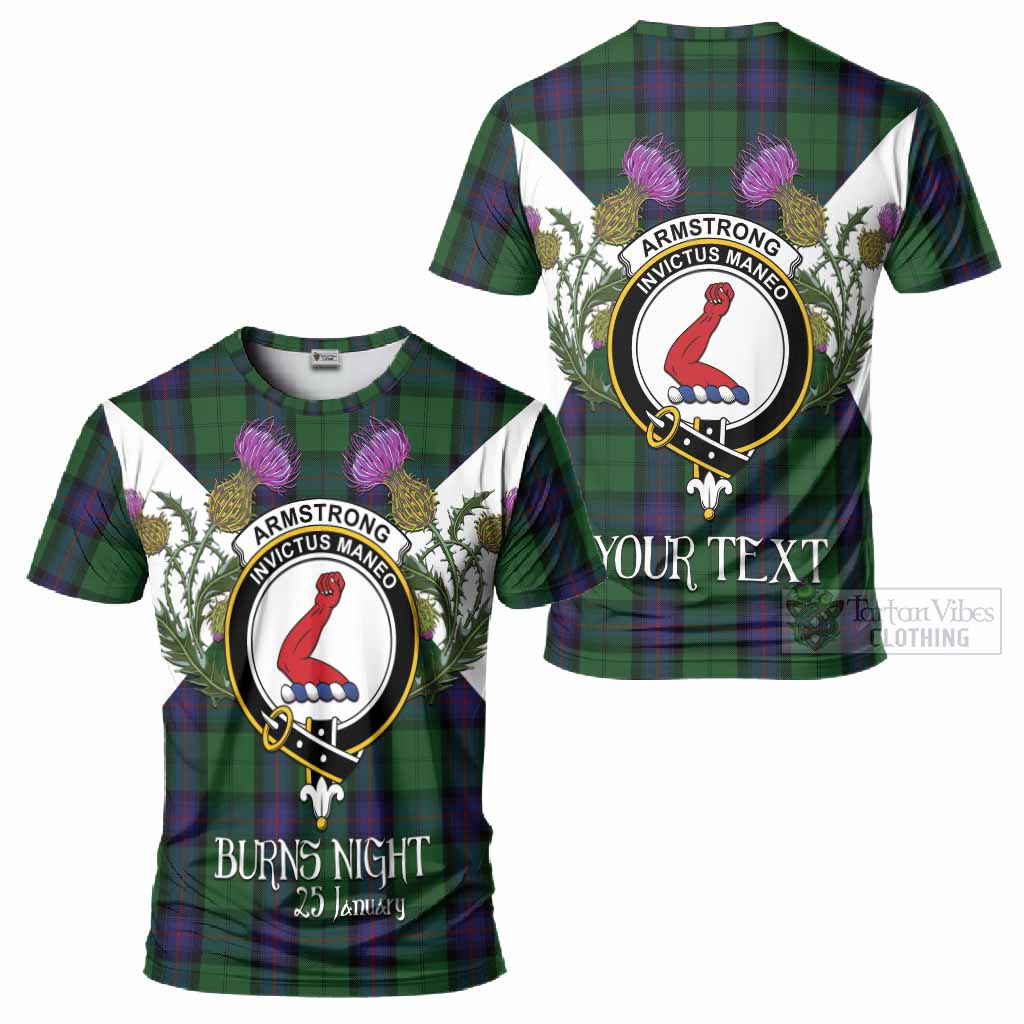 Armstrong Tartan Family Crest T-Shirt Scottish Burns Night Thistle Floral
