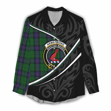 Armstrong Tartan Family Crest Women Casual Shirt Celtic Scottish Thistle Floral