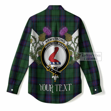 Armstrong Tartan Family Crest Women Casual Shirt Scottish Burns Night Thistle Floral