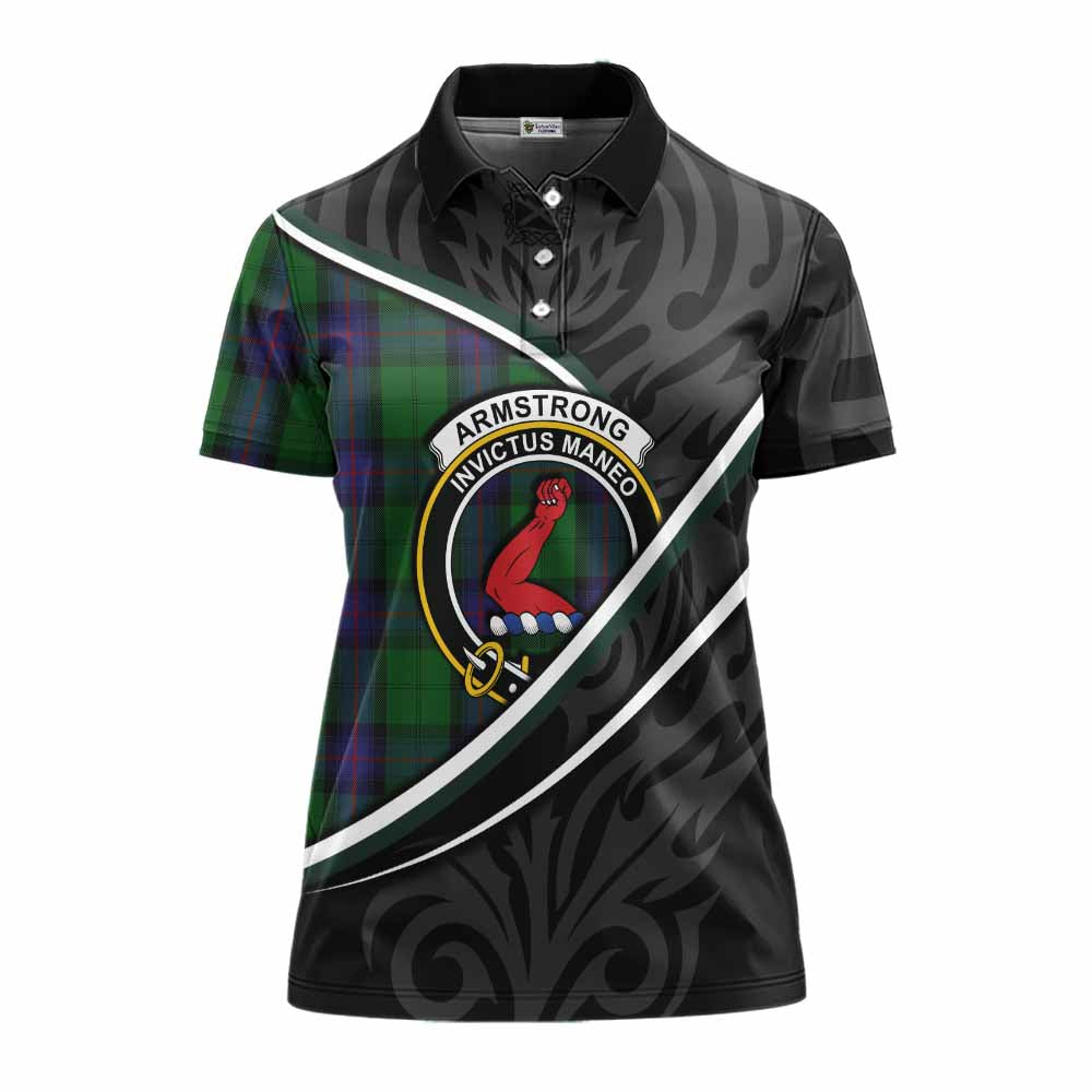 Armstrong Tartan Family Crest Women's Polo Shirt Celtic Scottish Thistle Floral - Tartan Vibes Clothing