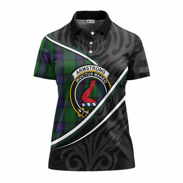 Armstrong Tartan Family Crest Women's Polo Shirt Celtic Scottish Thistle Floral