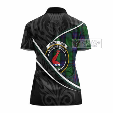 Armstrong Tartan Family Crest Women's Polo Shirt Celtic Scottish Thistle Floral