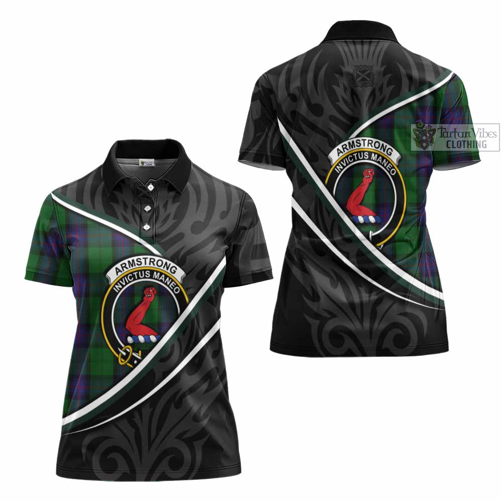 Armstrong Tartan Family Crest Women's Polo Shirt Celtic Scottish Thistle Floral - Tartan Vibes Clothing