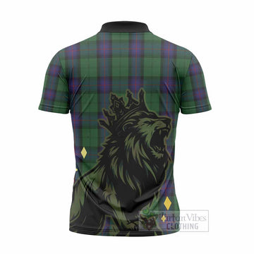 Armstrong Tartan Family Crest Zipper Polo Shirt Crowned Lion Roaring