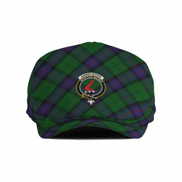 Armstrong Tartan Flat Cap, Jeff Cap Cross Style with Family Crest