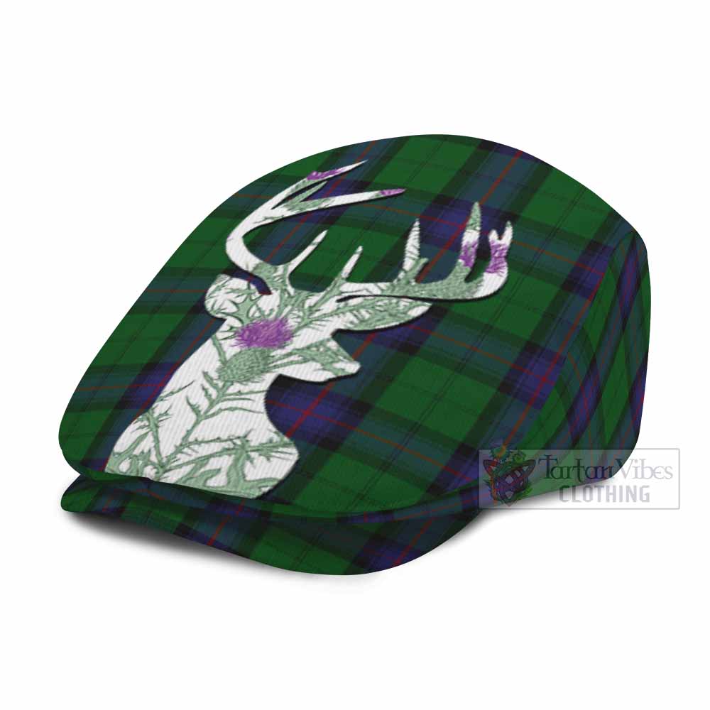 Armstrong Tartan Flat Cap, Jeff Cap Scottish Stag Thistle Floral Art
