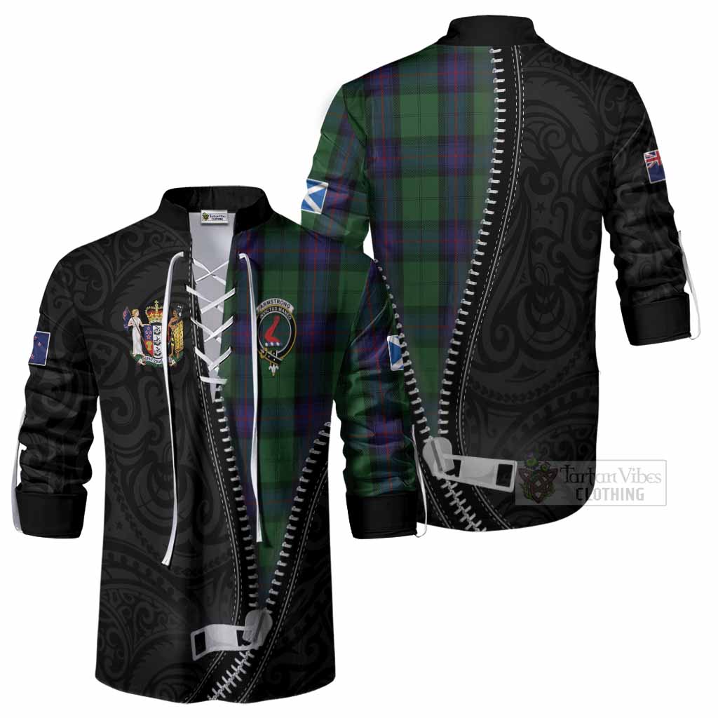 Armstrong Tartan Ghillie Shirt New Zealand Pattern Unique Zipper Stylized