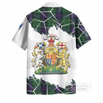 Armstrong Tartan Hawaiian Shirt with Family Crest and Lion Rampant Grunge Style