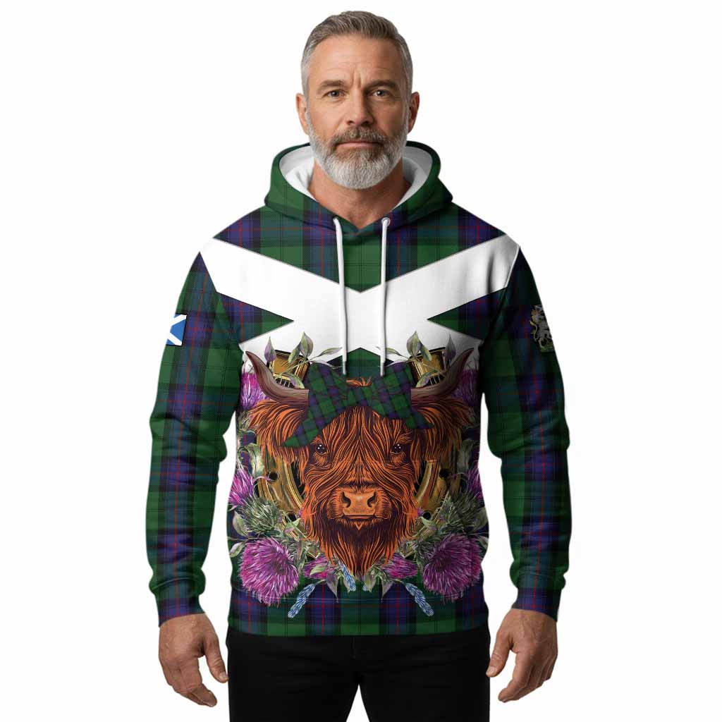 Armstrong Tartan Hoodie Scottish Thistle Heilan Coo