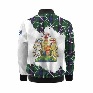 Armstrong Tartan Kid Bomber Jacket with Family Crest and Lion Rampant Grunge Style