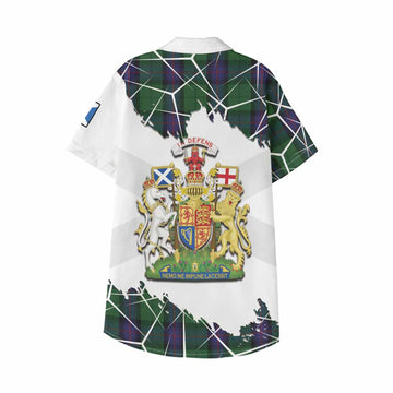 Armstrong Tartan Kid Hawaiian Shirt with Family Crest and Lion Rampant Grunge Style