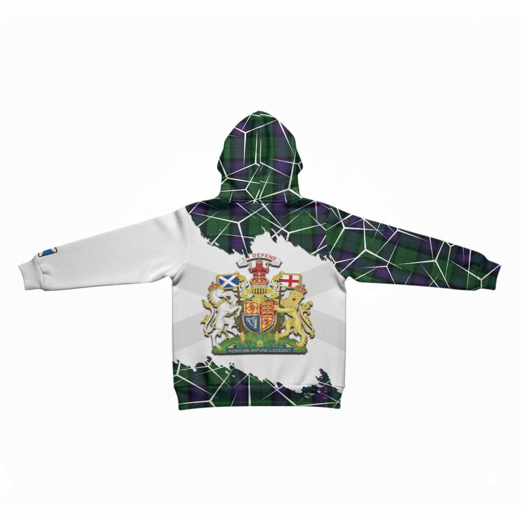 Armstrong Tartan Kid Hoodie with Family Crest and Lion Rampant Grunge Style