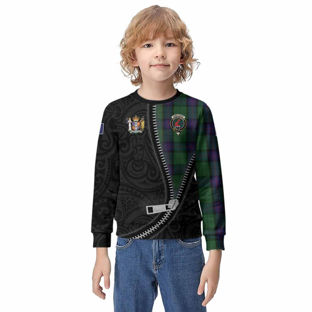 Armstrong Tartan Kid Knitted Sweatshirt New Zealand Pattern Unique Zipper Stylized