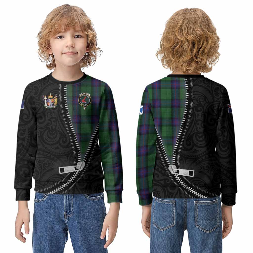 Armstrong Tartan Kid Knitted Sweatshirt New Zealand Pattern Unique Zipper Stylized