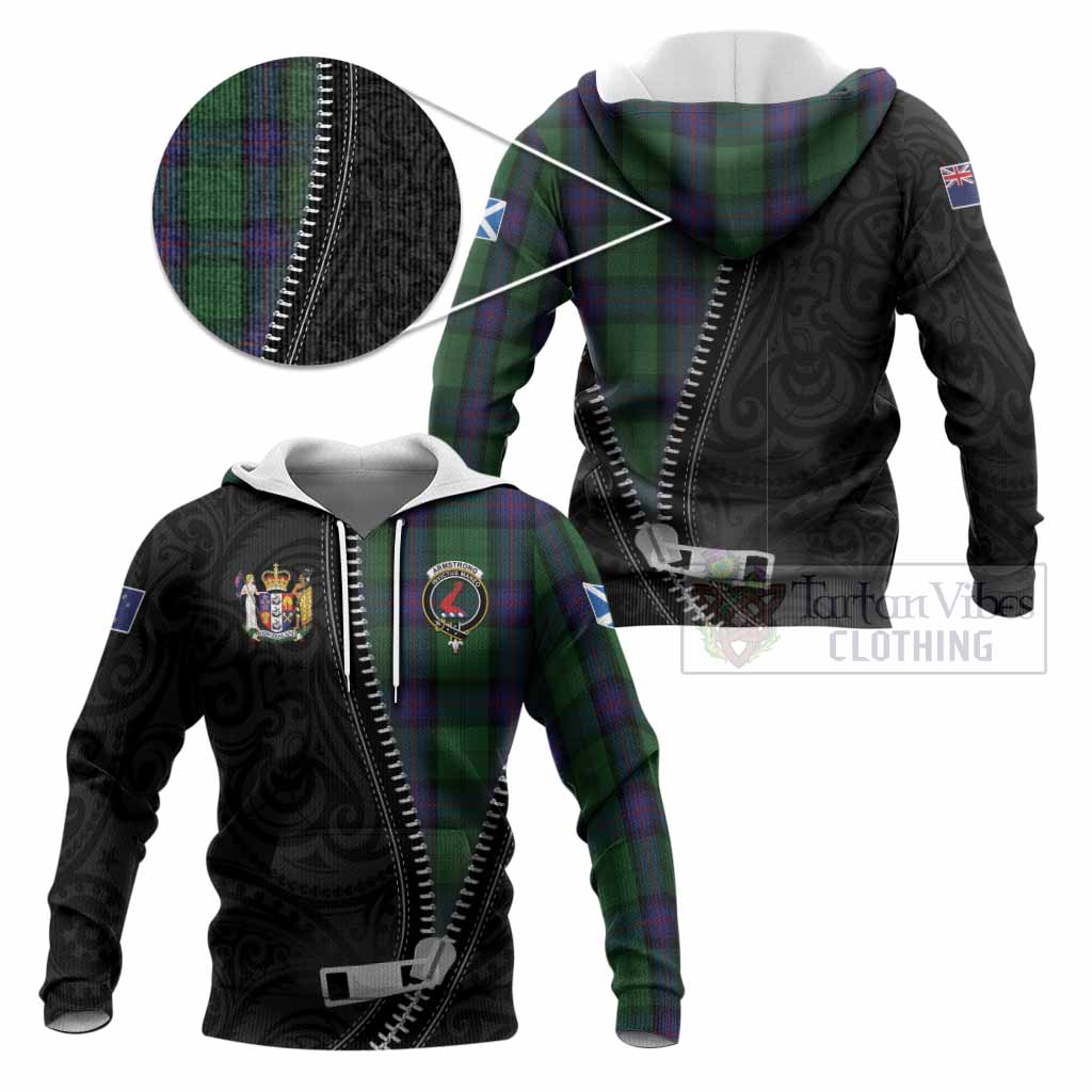 Armstrong Tartan Knitted Hoodie New Zealand Pattern Unique Zipper Stylized