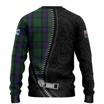 Armstrong Tartan Knitted Sweater New Zealand Pattern Unique Zipper Stylized