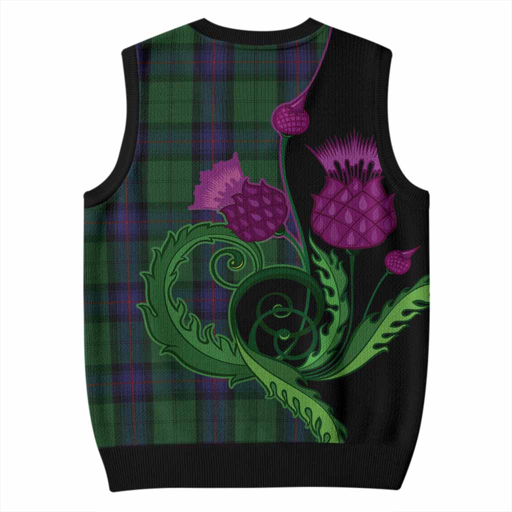 Armstrong Tartan Knitted V-Neck Vest Traditional Scottish Thistle