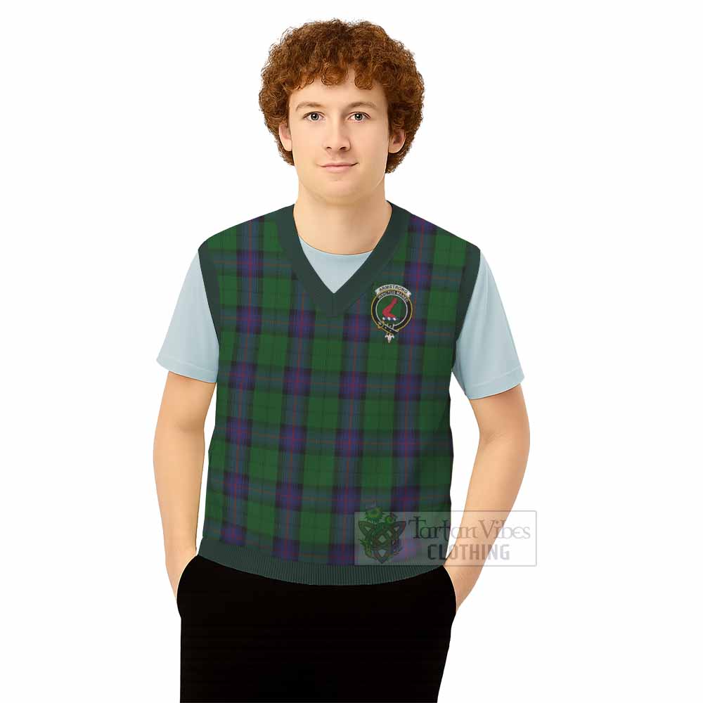 Armstrong Tartan Knitted V-Neck Vest with Family Crest - Tartan Vibes Clothing