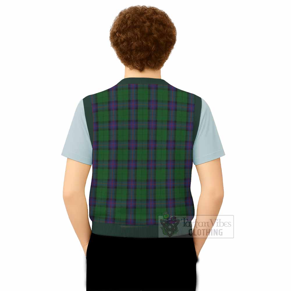 Armstrong Tartan Knitted V-Neck Vest with Family Crest - Tartan Vibes Clothing