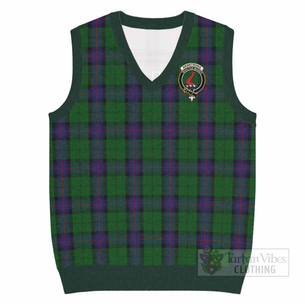 Armstrong Tartan Knitted V-Neck Vest with Family Crest - Tartan Vibes Clothing