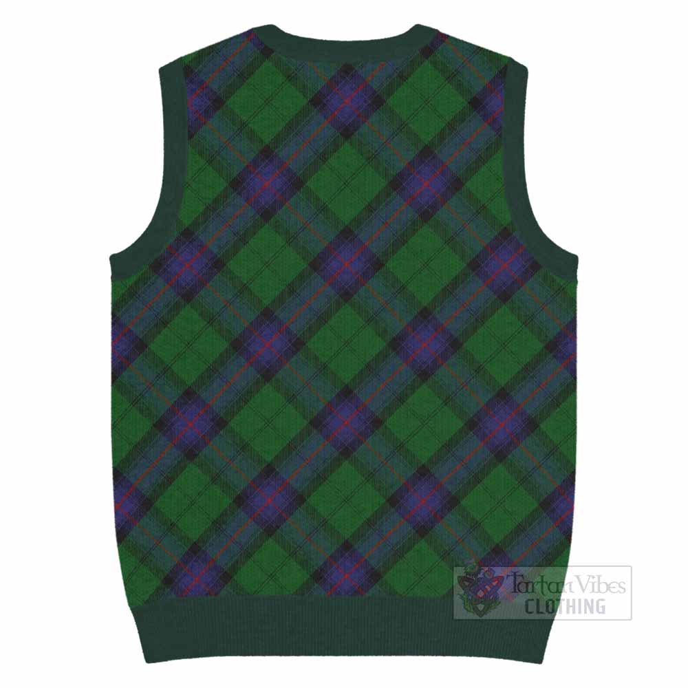 Armstrong Tartan Knitted V-Neck Vest with Family Crest Cross Style