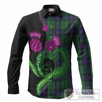 Armstrong Tartan Long Sleeve Button Shirts Traditional Scottish Thistle