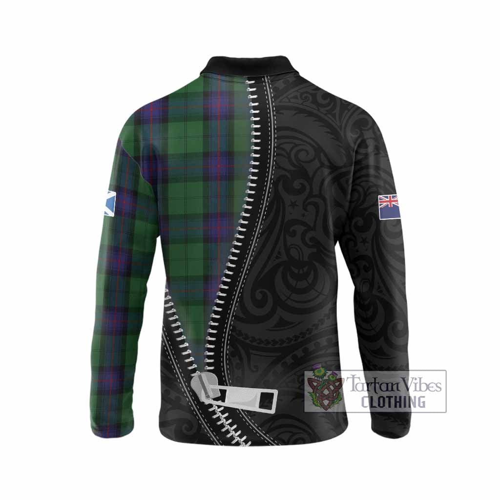 Armstrong Tartan Long Sleeve Polo Shirt New Zealand Pattern Unique Zipper Stylized