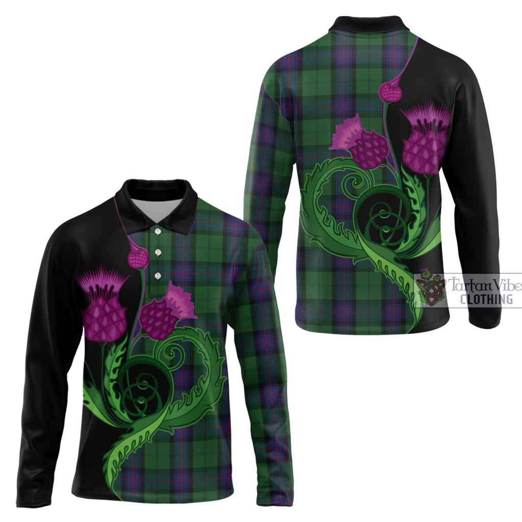 Armstrong Tartan Long Sleeve Polo Shirt Traditional Scottish Thistle