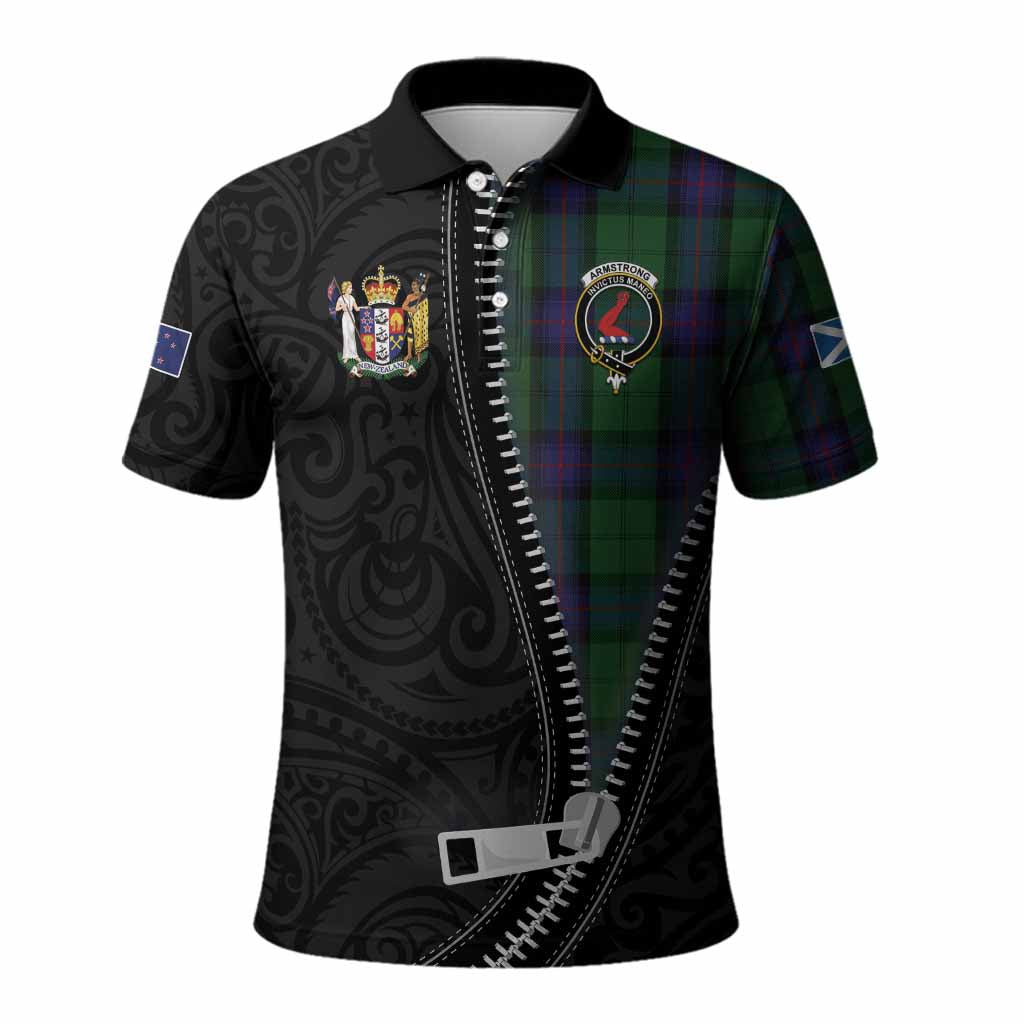 Armstrong Tartan Polo Shirt New Zealand Pattern Unique Zipper Stylized
