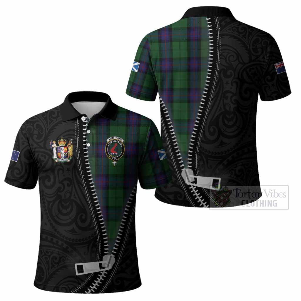 Armstrong Tartan Polo Shirt New Zealand Pattern Unique Zipper Stylized