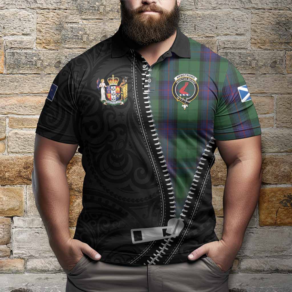 Armstrong Tartan Polo Shirt New Zealand Pattern Unique Zipper Stylized