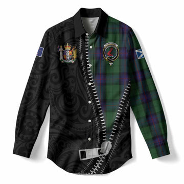 Armstrong Tartan Women Casual Shirt New Zealand Pattern Unique Zipper Stylized