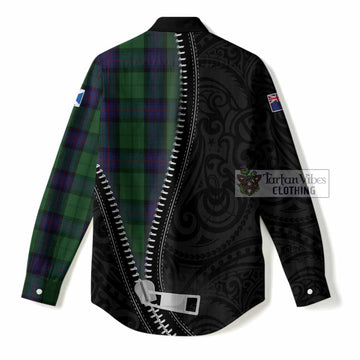 Armstrong Tartan Women Casual Shirt New Zealand Pattern Unique Zipper Stylized