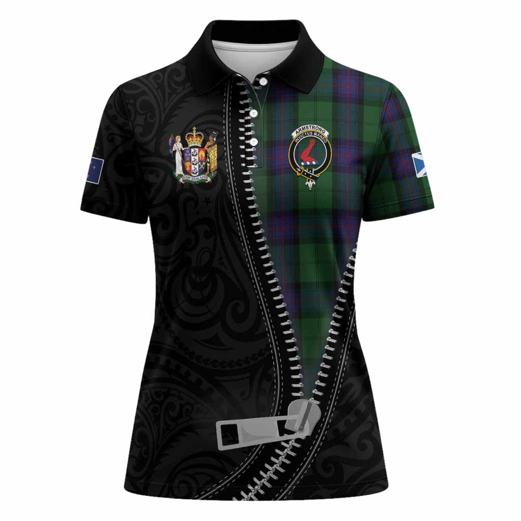 Armstrong Tartan Women Polo Shirt New Zealand Pattern Unique Zipper Stylized