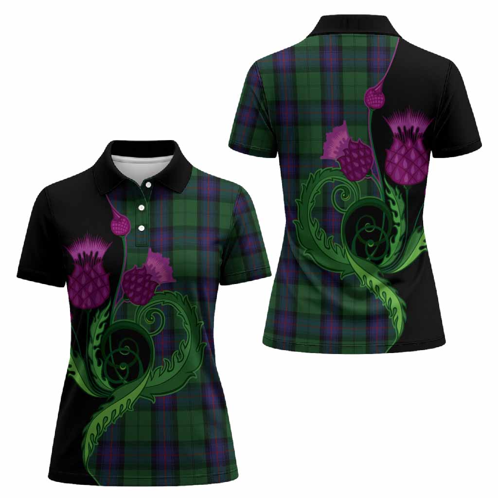 Armstrong Tartan Women Polo Shirt Traditional Scottish Thistle